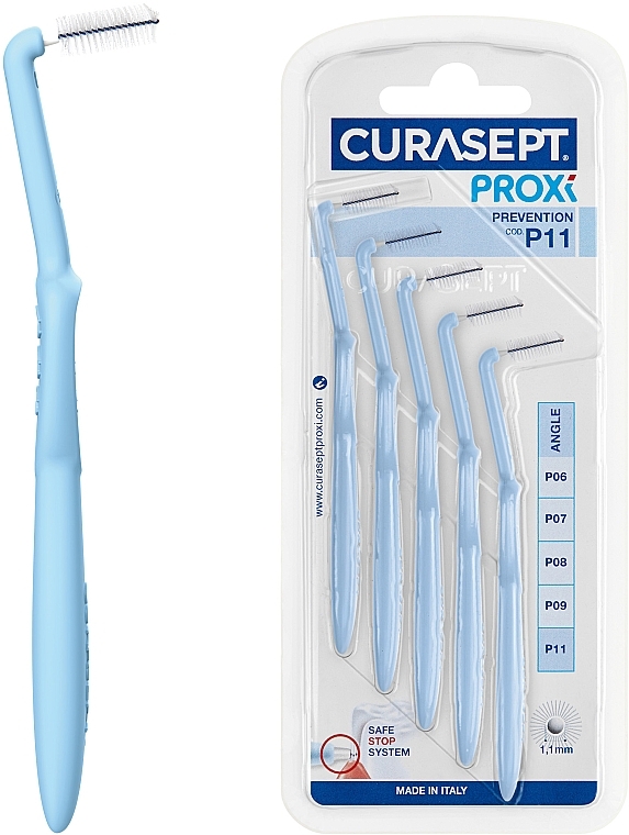 Interdental Brushes P11, 1.1 mm, blue - Curaprox Curasept Proxi Angle Prevention Light Blue — photo N1