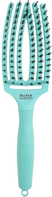 Curved Vented Brush with Combined Bristles - Olivia Garden Fingerbrush Tropical Mint — photo N1