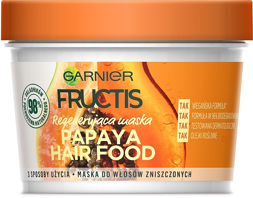 Regenerating Mask for Damaged Hair - Garnier Fructis Hair Food Papaya — photo N1