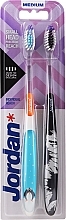 Fragrances, Perfumes, Cosmetics Medium Toothbrush, with penguin + black-white - Jordan Individual Reach Medium