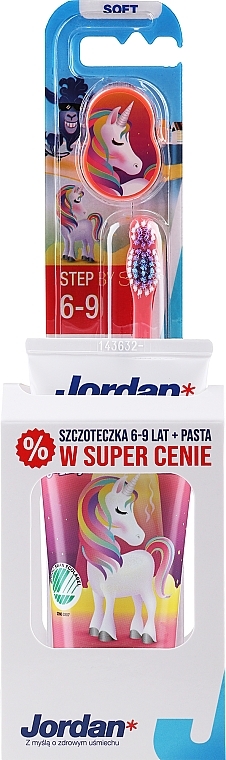 Set 6-12 years, unicorn - Jordan Junior (toothpaste/50ml + toothbrush/1pc) — photo N2