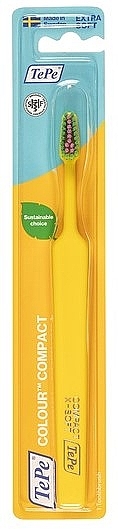 Toothbrush, super soft, yellow with green bristles - TePe Colour Compact X-Soft Gul — photo N2