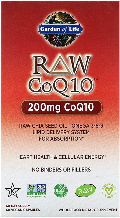 Dietary Supplement "Coenzyme Q-10" - Garden of Life Raw CoQ-10 — photo N1