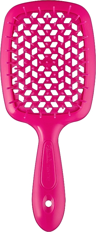 Hair Brush with Soft & Pointed Comb "Silicone Line", pink - Janeke — photo N1