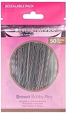 Hair Pins, brown - Brushworks Brown Bobby Pins — photo N1