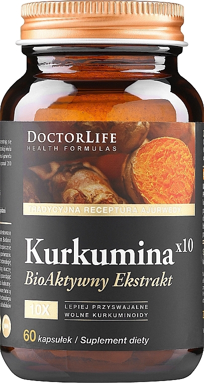 Turmeric Dietary Supplement, 60 pcs - Doctor Life Kurkumina x10 — photo N1