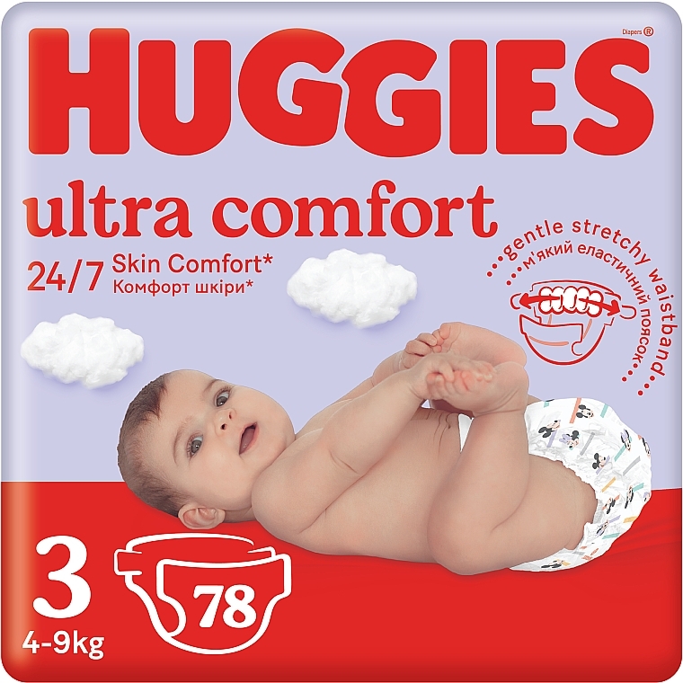 Ultra Comfort 3 Diapers, 4-9 kg, Mega, 78 pcs. - Huggies — photo N1