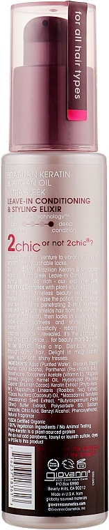 Conditioner - Giovanni 2chic Ultra Sleek Leave In Conditioning Styling Elixir Brazilian Keratin Argan Oil — photo N2