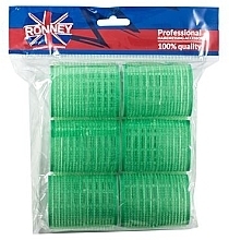 Fragrances, Perfumes, Cosmetics Velcro Curlers 48/63, green - Ronney Professional Velcro Roller