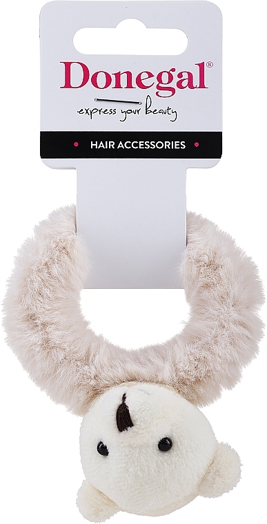 Hair Tie, FA-5658, light beige with teddy bear - Donegal — photo N1