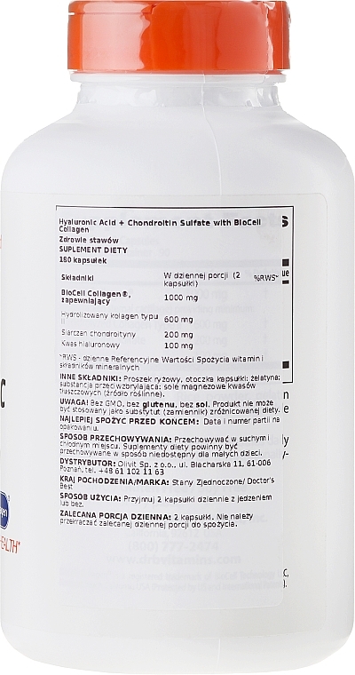 Hyaluronic Acid with Chondroitin Sulfate & Collagen - Doctor's Best Hyaluronic Acid with Chondroitin Sulfate Capsules — photo N5