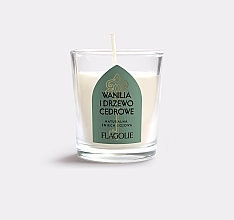 Vanilla & Cedar Wood Scented Candle in Glass - Flagolia — photo N1