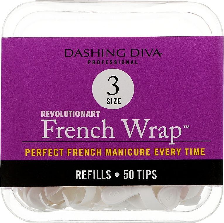 Narrow Nail Tips "French Smile" - Dashing Diva French Wrap White 50 Tips (Size 3) — photo N1