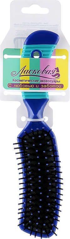 Massage Brush with Plastic Teeth "Small", blue - Laskovaya — photo N1