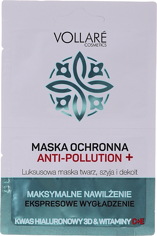 Face Mask "Moisturizing Hyaluronic Acid + Vitamins C & E" - Vollare Anti-Pollution Protection Mask — photo N5