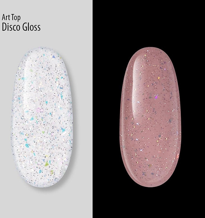 Reflective No Wipe Top Coat with Holographic Mica - PNB Disco Gloss Art Top No Wipe — photo N2