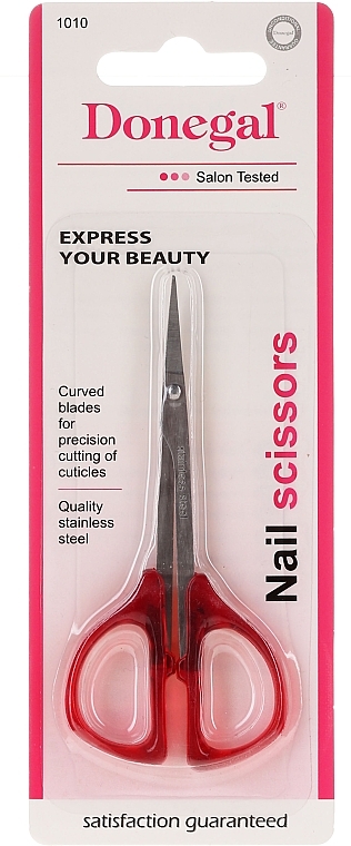 Cuticle Scissors, plastic handles, 1010, red - Donegal — photo N1