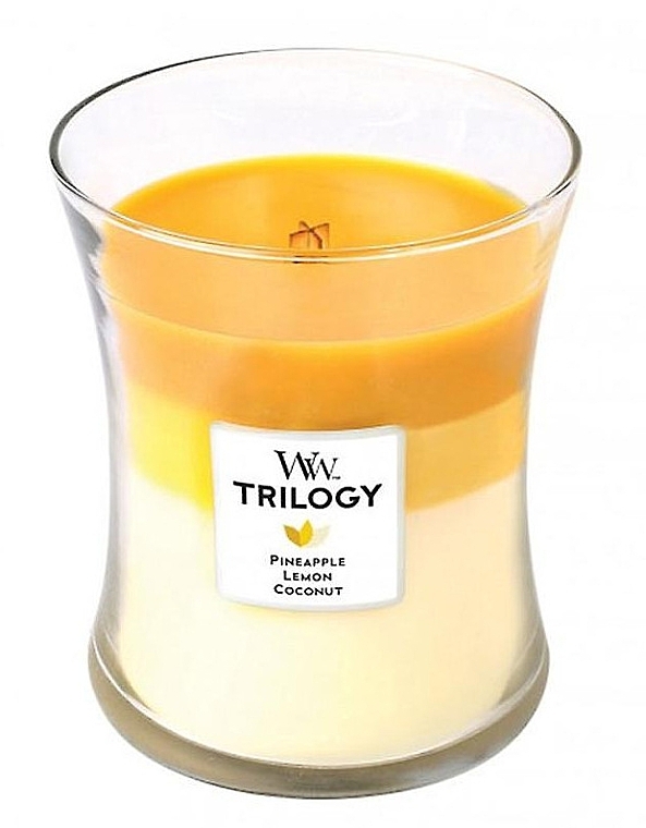 Scented Candle in Glass - WoodWick Hourglass Trilogy Candle Fruits of Summer — photo N1