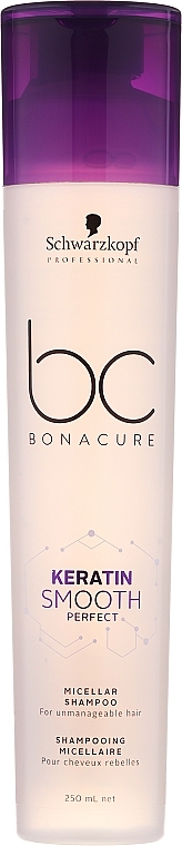 Unruly Hair Shampoo - Schwarzkopf Professional Bonacure Keratin Smooth Perfect Micellar Shampoo — photo N1