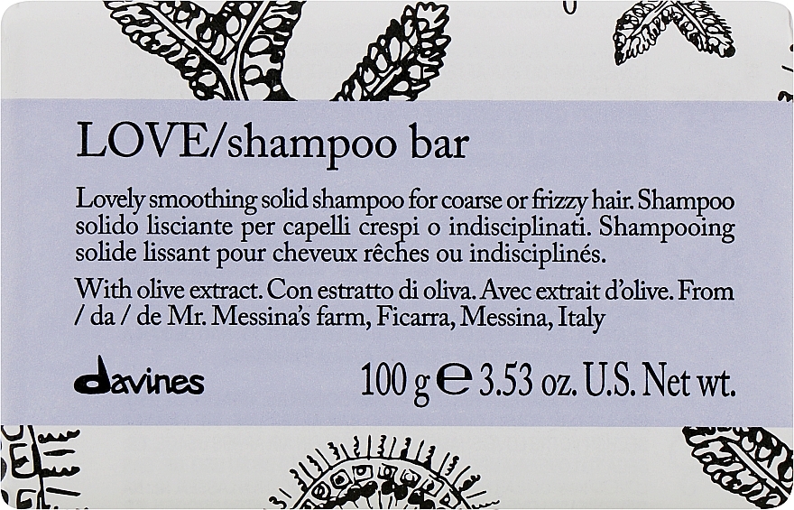 Smoothing Solid Shampoo for Coarse & Wavy Hair - Davines Essential Haircare Love Smooth Shampoo Bar — photo N1