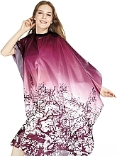 Velcro Hair Clipper, pink with a pattern - Bifull Professional Burgundy Decorated Court Cape — photo N1