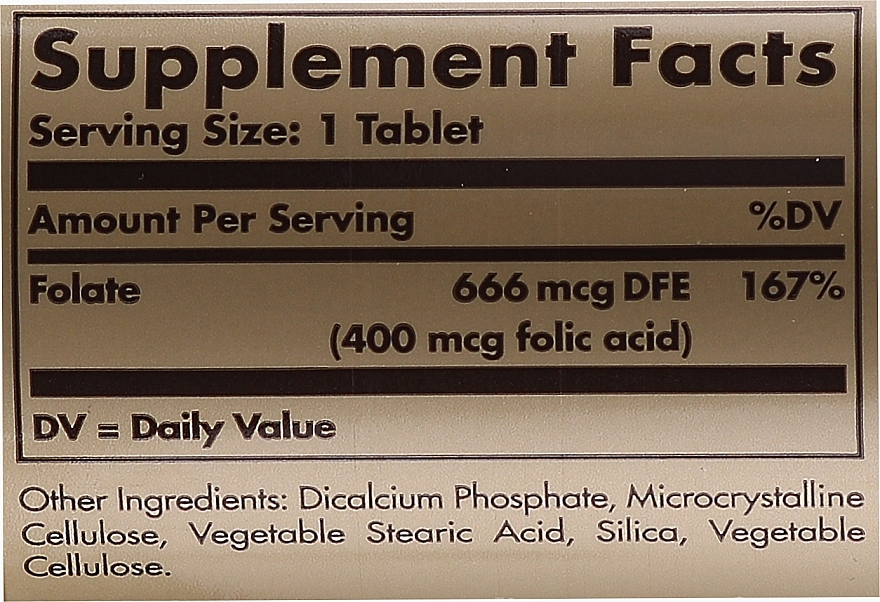 Food Supplement "Folic Acid", 400mcg - Solgar Health & Beauty Folate 666 MCG DFE — photo N4