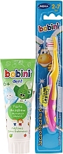 Fragrances, Perfumes, Cosmetics Set with Yellow and Pink Brush - Bobini (toothbrush + toothpaste/75ml)