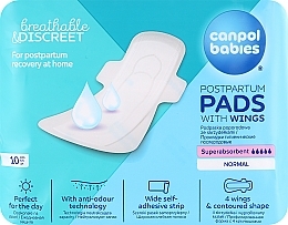 Hygienic Postpartum Pads, 10 pieces - Canpol Babies Breathable & Discreet Day Postpartum Pads — photo N1