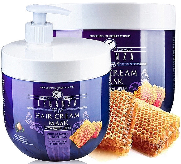 Hair Cream Mask with Royal Jelly - Leganza Cream Hair Mask With Royal Jelly (with dispenser) — photo N1