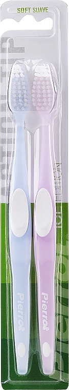 Toothbrush, soft, blue + lilac - Pierrot Action Tip Soft — photo N1