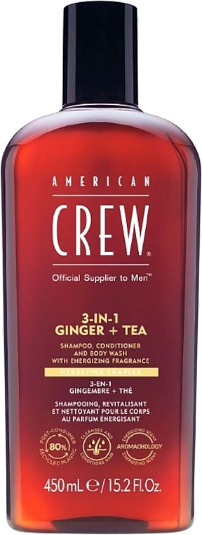 3in1 Hair & Body Treatment - American Crew Official Supplier To Men 3 In 1 Ginger + Tea Shampoo Conditioner And Body Wash — photo N2