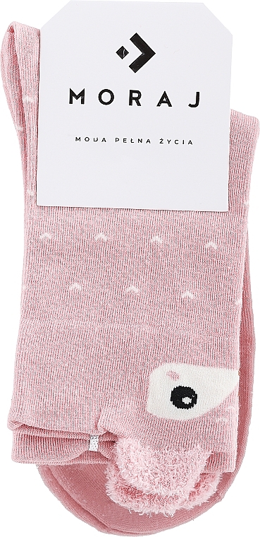 Women Long Socks with Forest Animals, pink - Moraj — photo N1