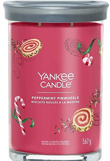 Scented Candle in Glass 'Peppermint Pinwheels', 2 wicks - Yankee Candle Singnature — photo N1