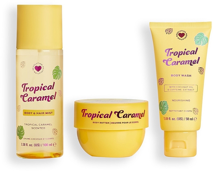 セット - I Heart Revolution Tropical Caramel Nourishing Set (sh/gel/50ml+b/cr/68g/b/mist/100ml)	 — photo N2