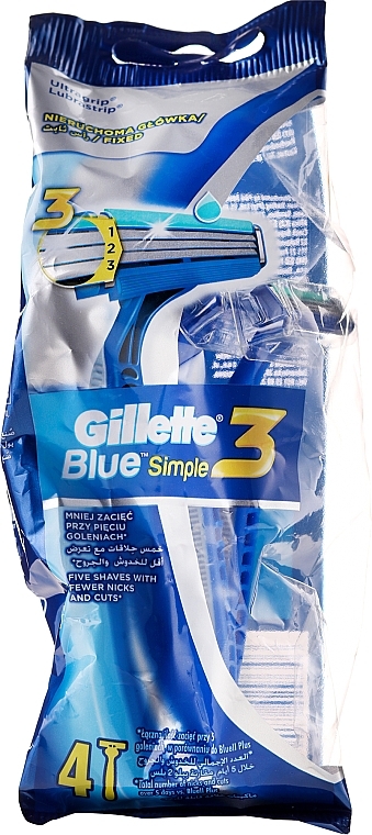 Disposable Razor Set, 4 pcs - Gillette Blue 3 Simple — photo N1