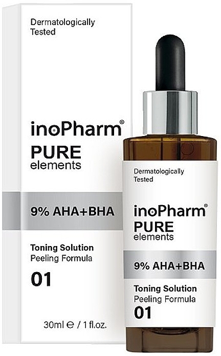 Exfoliating Face Peeling with 9% AHA & BHA Acids - InoPharm Pure Elements 9% AHA+BHA Peeling — photo N3