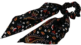 Fragrances, Perfumes, Cosmetics Scarf Scrunchie, black with floral print - Lolita Accessories