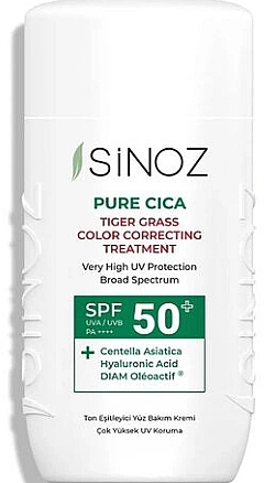 Smoothing Sunscreen Face Fluid SPF50+ - Sinoz Pure Cica Color Correcting Treatment Fluid Sunscreen SPF50+ — photo N1