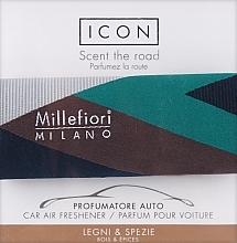 Car Air Freshener 'Wood & Spices' - Millefiori Milano Icon Textile Geometric Car Air Freshener — photo N1