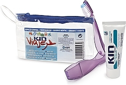 Fragrances, Perfumes, Cosmetics Set - Kin Travel Kit Violet Brush (toothpaste/25ml + toothbrush/1pcs + bag)