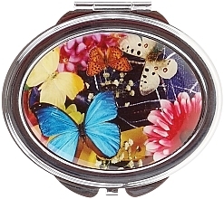 Cosmetic Mirror "Butterflies & Peonies", 85451, blue butterfly - Top Choice — photo N2