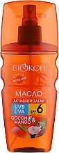 Fragrances, Perfumes, Cosmetics Body Oil 'Active Tan. Coconut & Mango' SPF6 - Biokon