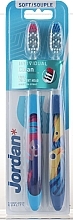 Soft Toothbrush, blue + blue with fish - Jordan Individual Clean Soft — photo N1