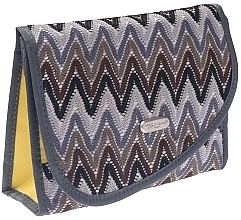 Makeup Bag with Mirror "ZigZags" 93999, brown - Top Choice — photo N2