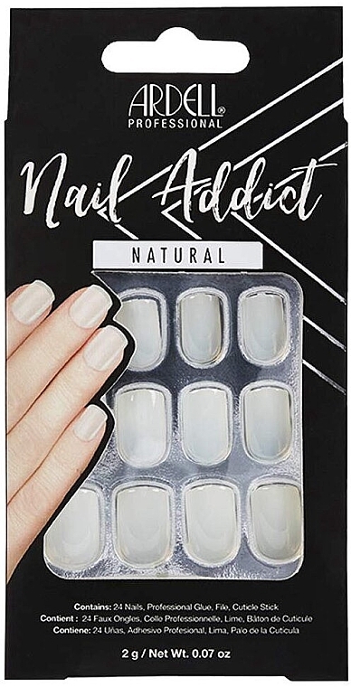 False Nails Set - Ardell Nail Addict Artifical Nail Set Natural Squared — photo N1