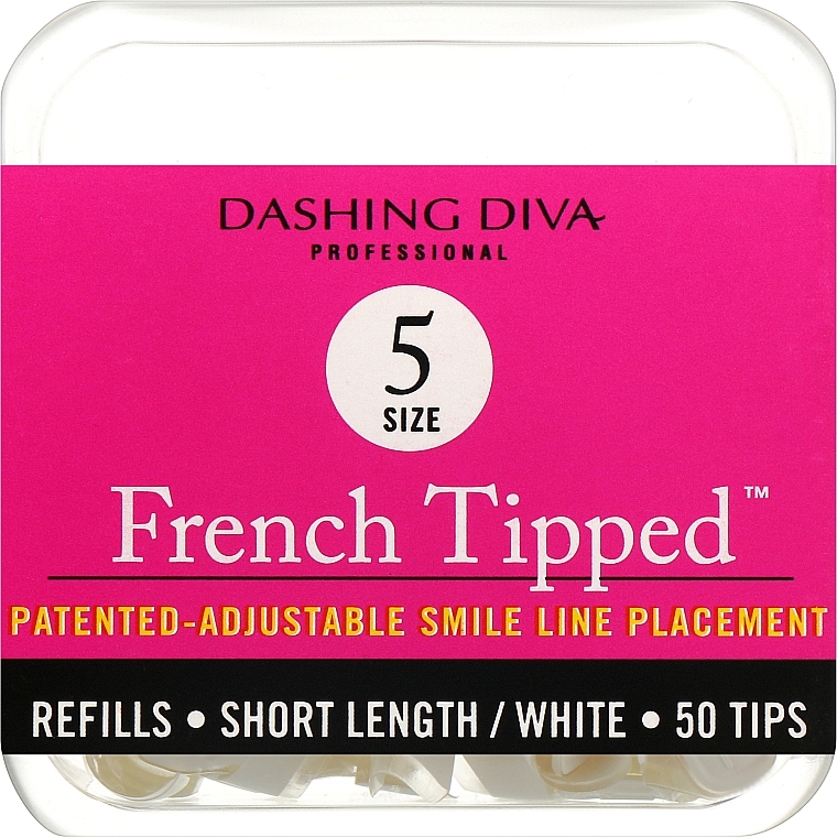 Short Nail Tips "French" - Dashing Diva French Tipped Short White 50 Tips (Size 5) — photo N1