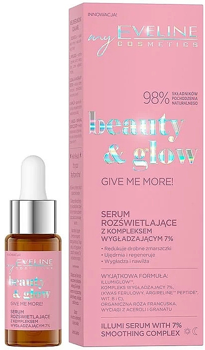 Illuminating & Smoothing Face Serum - Eveline Cosmetics Beauty & Glow Give Me More! Serum — photo N1