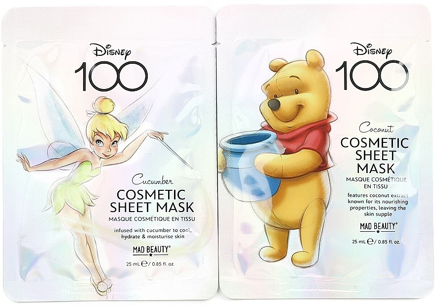 Face Mask Set - Mad Beauty Disney 100 Face Mask Duo Tinkerbell & Winnie (f/masc/2x25ml) — photo N3