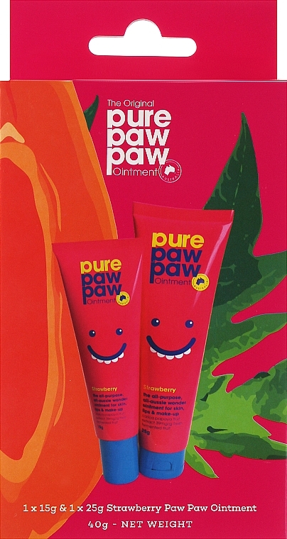 Revitalizing Lip Balm Set - Pure Paw Paw Duo Strawberry (lip/balm/15g + lip/balm/25g) — photo N1