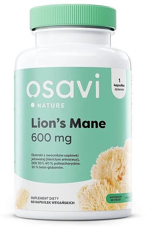 Lion's Mane Dietary Supplement, 60 Caps - Osavi Lion's Mane 600mg — photo N1